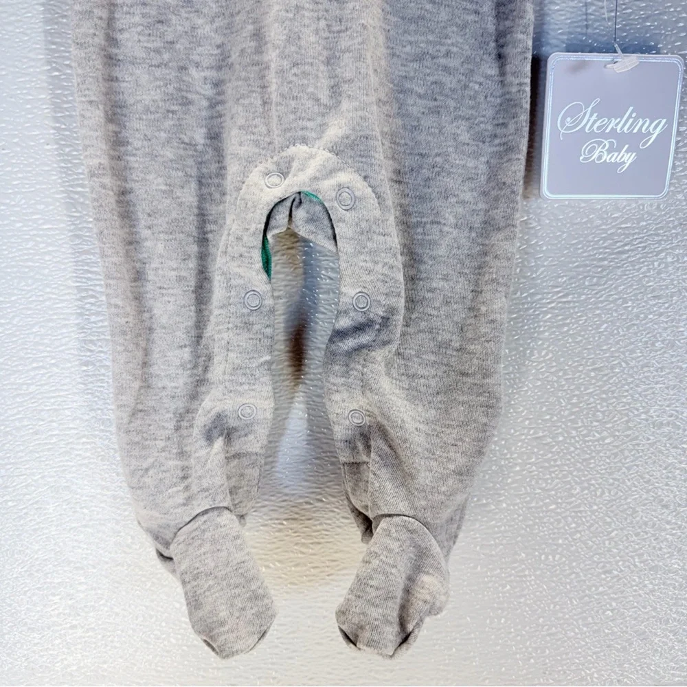Sterling Baby‎ NB Dinosaur Footed Sleeper Hat Set Gray